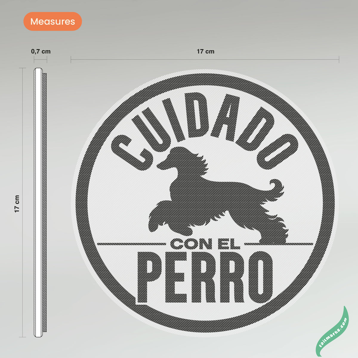 Placa Personalizada "Cuidado con el Perro" em Espanhol, Pronta para Exterior