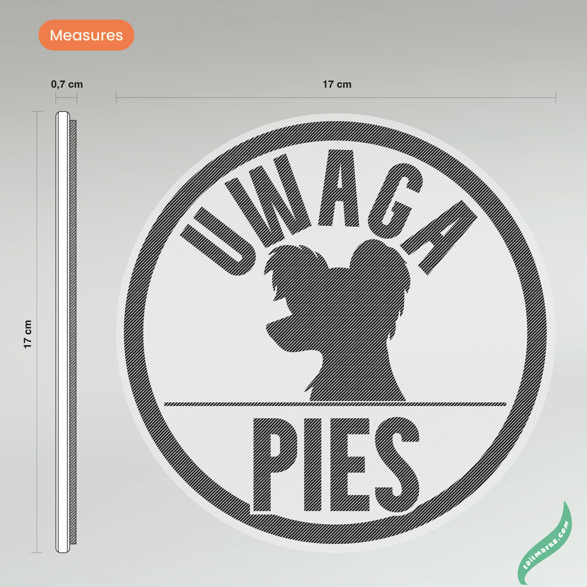 Placa Personalizada "Uwaga Pies" em Polaco, Pronta para Exterior