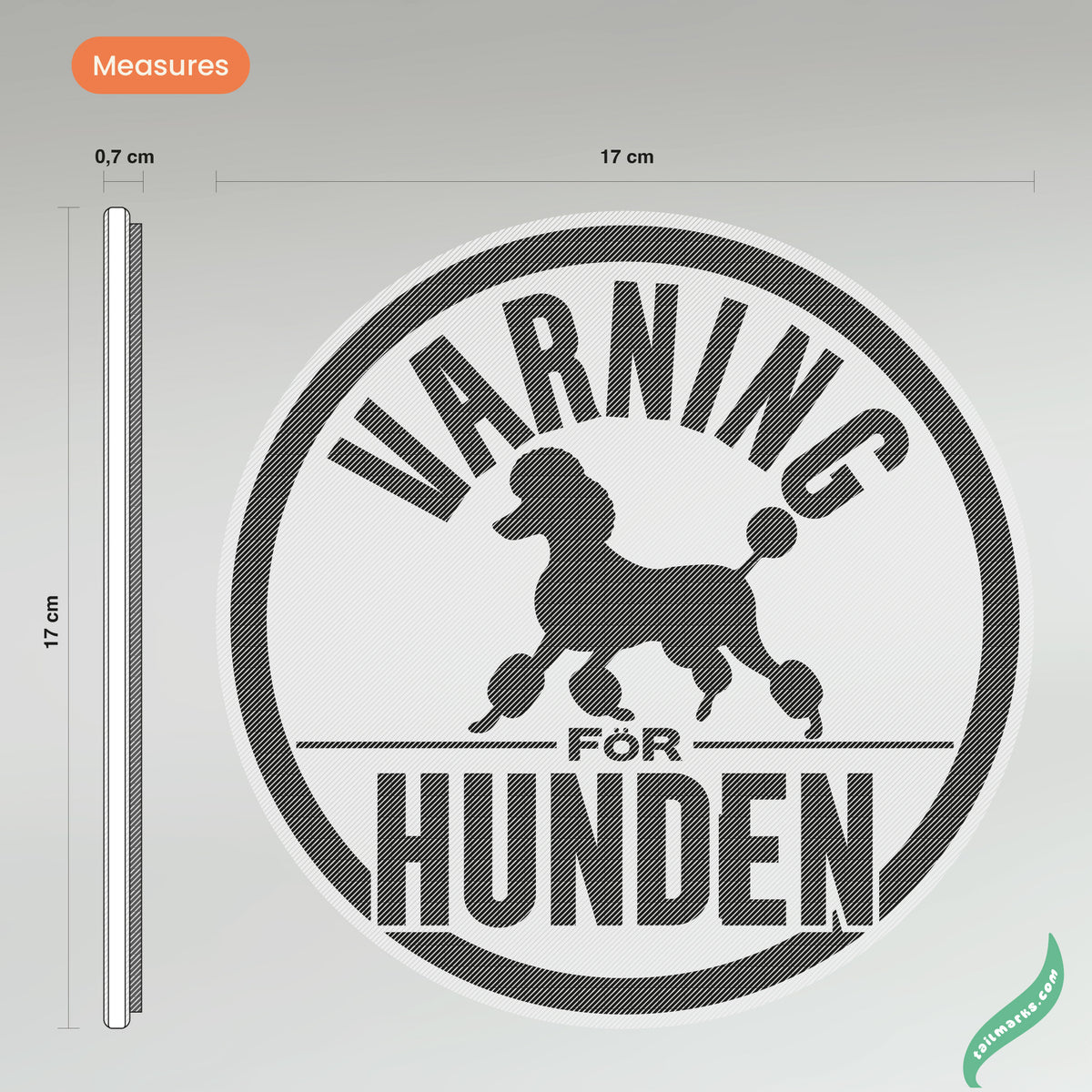 Placa Personalizada "Varning för hunden" em Sueco, Pronta para Exterior