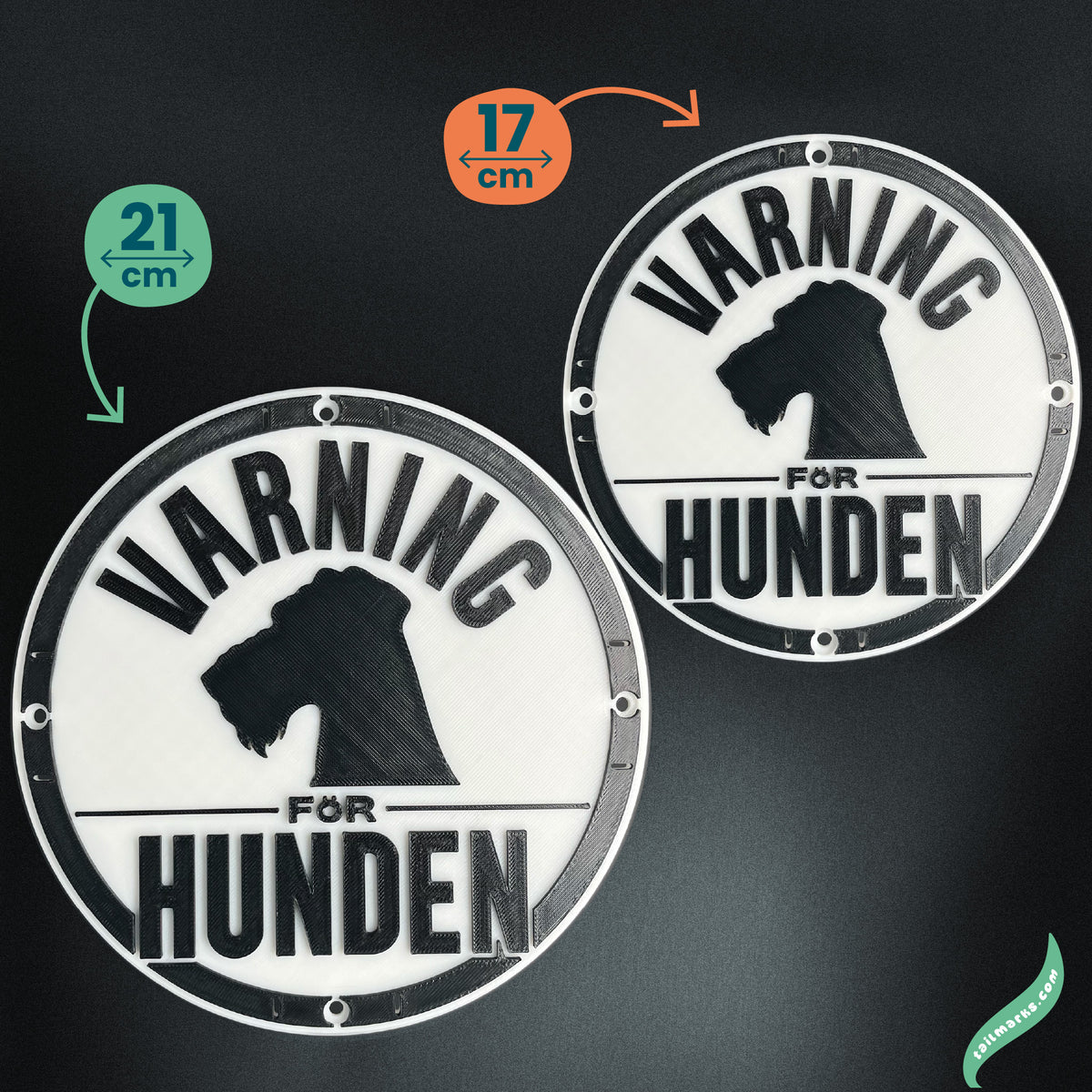Placa Personalizada "Varning för hunden" em Sueco, Pronta para Exterior