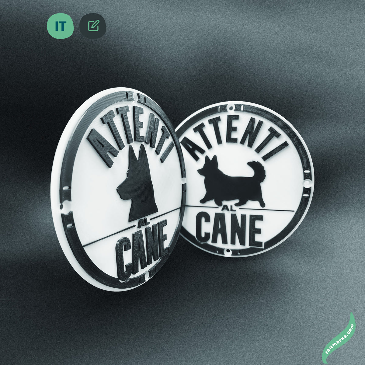 Placa Personalizada "Attenti al Cane" em Italiano, Pronta para Exterior