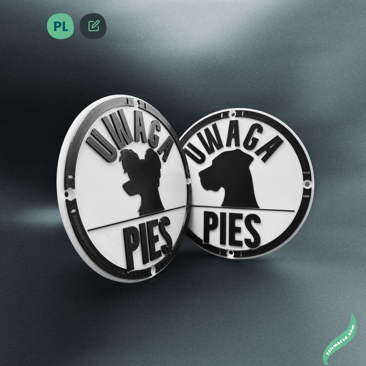 Placa Personalizada "Uwaga Pies" em Polaco, Pronta para Exterior