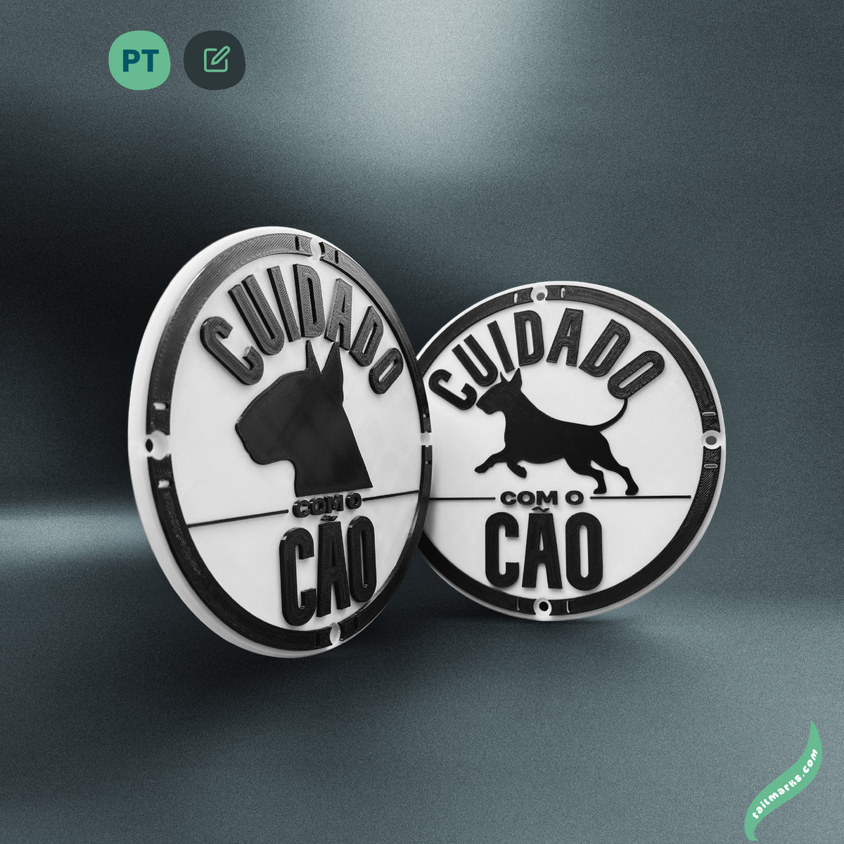 Personalised "Cuidado com o Cão" Sign in portuguese — Outdoor ready