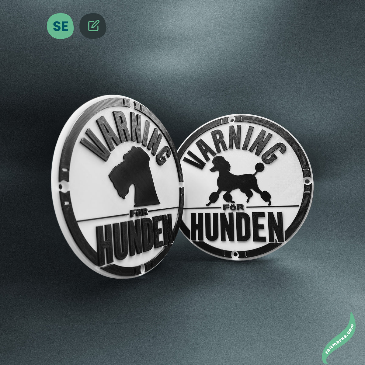 Placa Personalizada "Varning för hunden" em Sueco, Pronta para Exterior