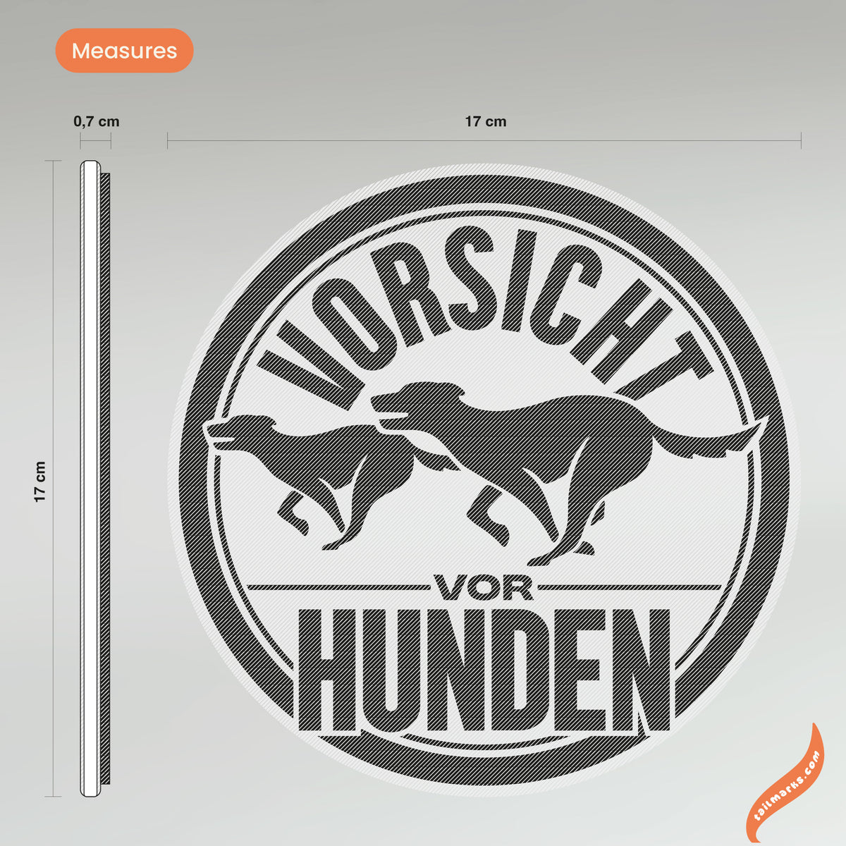 3D "Vorsicht vor Hunden" Sign in german — Outdoor use