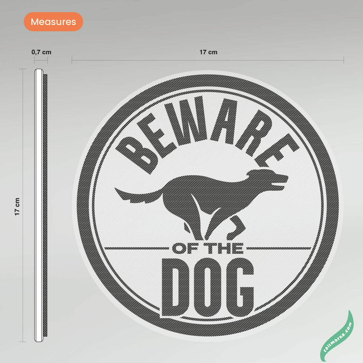 3D "Beware of the Dog" Sign in english — Outdoor use
