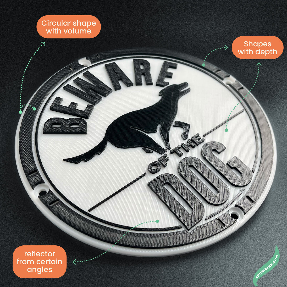 3D "Beware of the Dog" Sign in english — Outdoor use