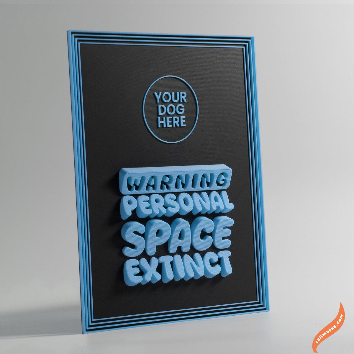 Quadro 3D Personalizado "Warning — Personal Space Extinct" com Moldura Integrada