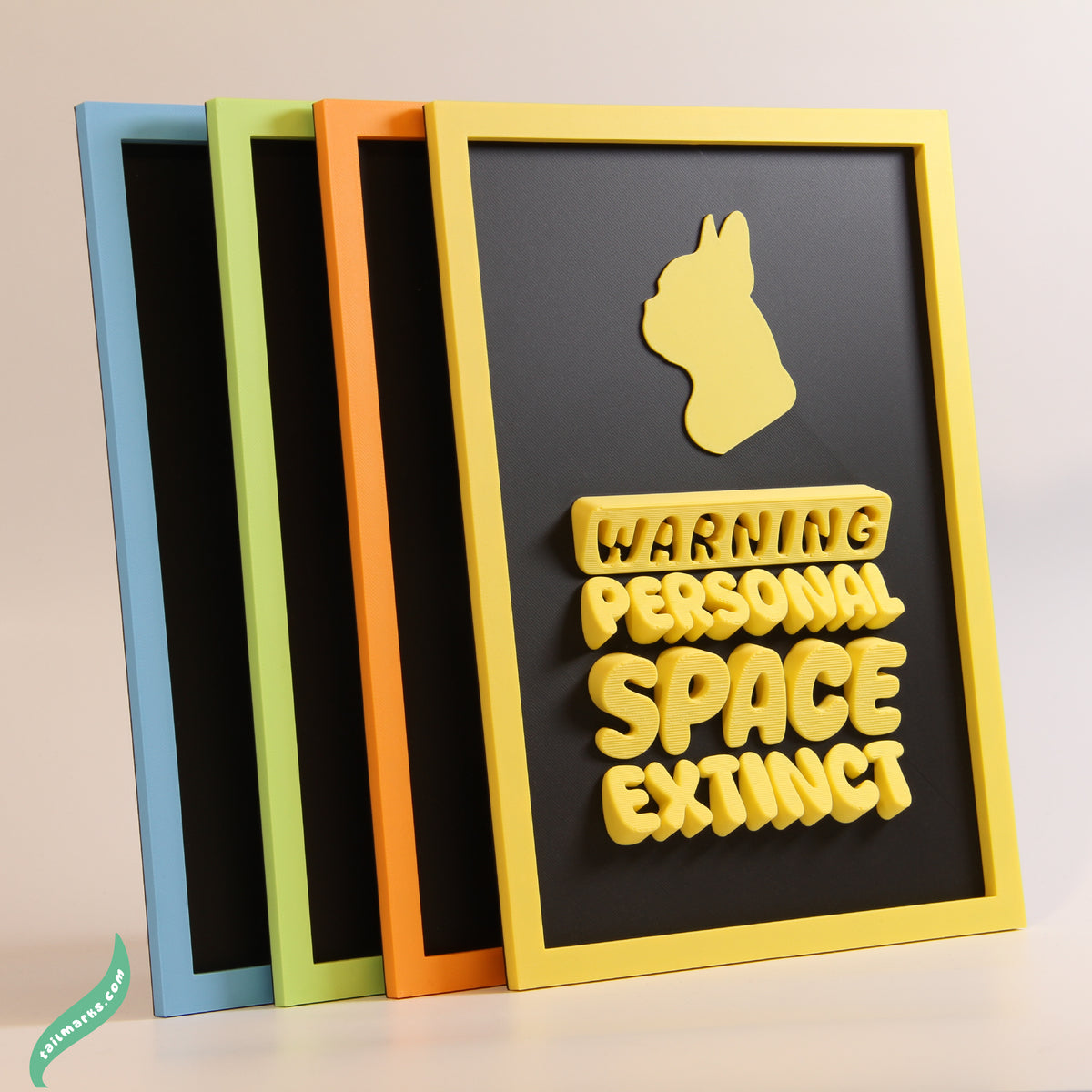 Quadro 3D Personalizado "Warning — Personal Space Extinct" com Moldura Integrada