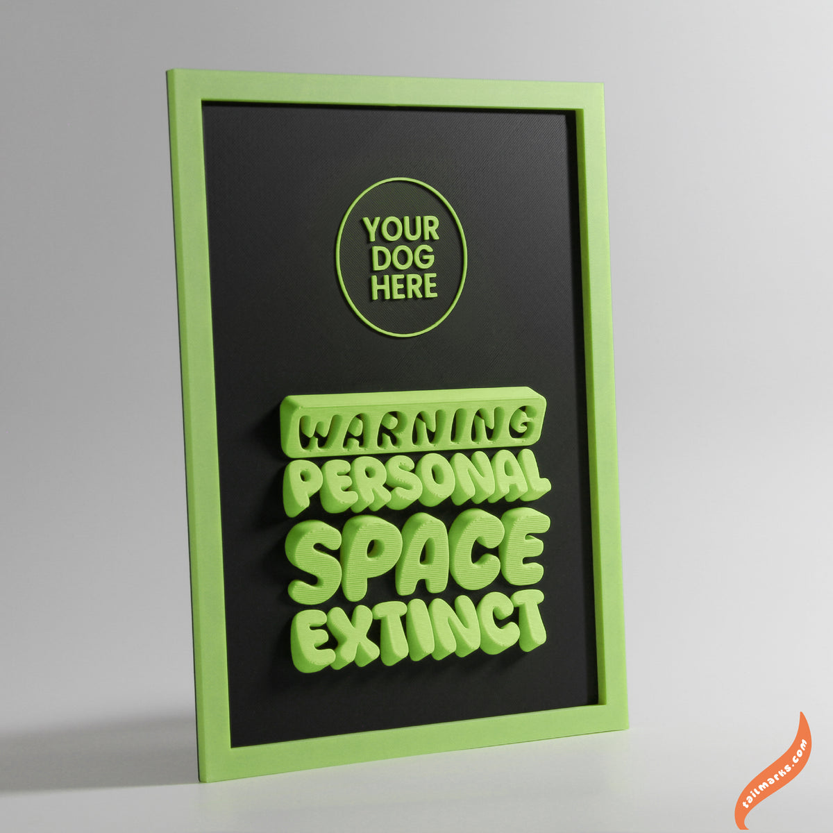 Quadro 3D Personalizado "Warning — Personal Space Extinct" com Moldura Integrada