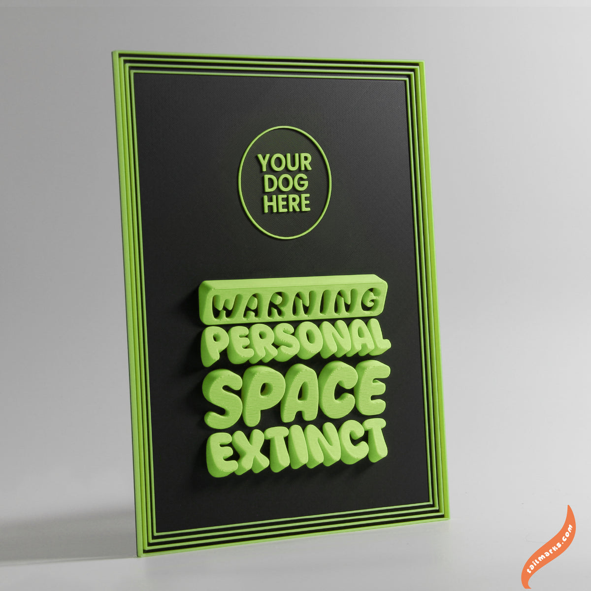 Quadro 3D Personalizado "Warning — Personal Space Extinct" com Moldura Integrada