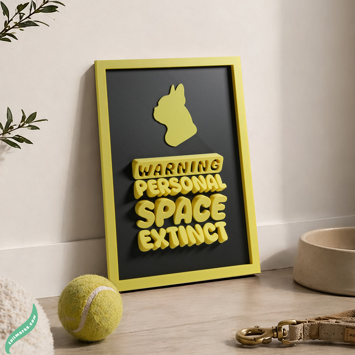 Quadro 3D Personalizado "Warning — Personal Space Extinct" com Moldura Integrada