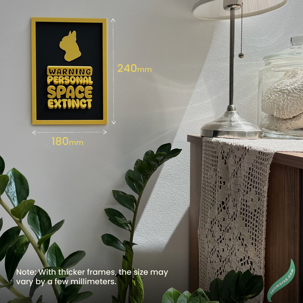 Quadro 3D Personalizado "Warning — Personal Space Extinct" com Moldura Integrada