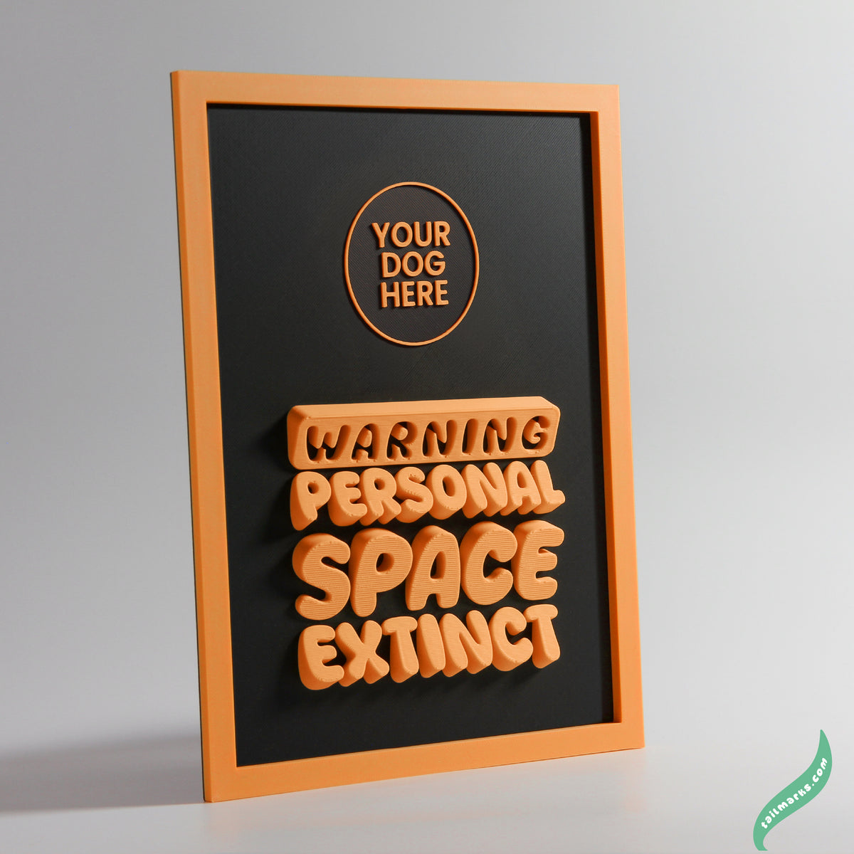 Quadro 3D Personalizado "Warning — Personal Space Extinct" com Moldura Integrada