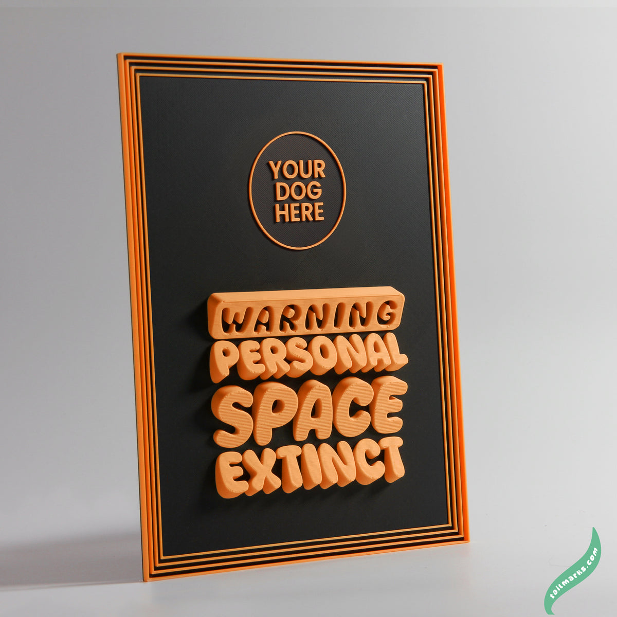 Quadro 3D Personalizado "Warning — Personal Space Extinct" com Moldura Integrada