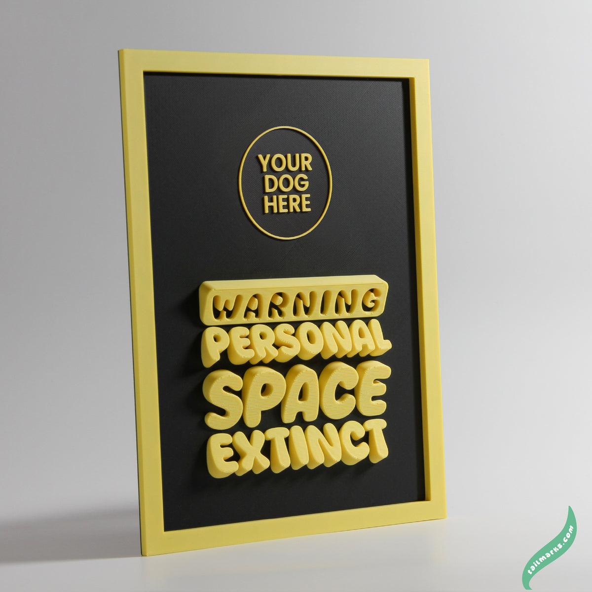 Quadro 3D Personalizado "Warning — Personal Space Extinct" com Moldura Integrada