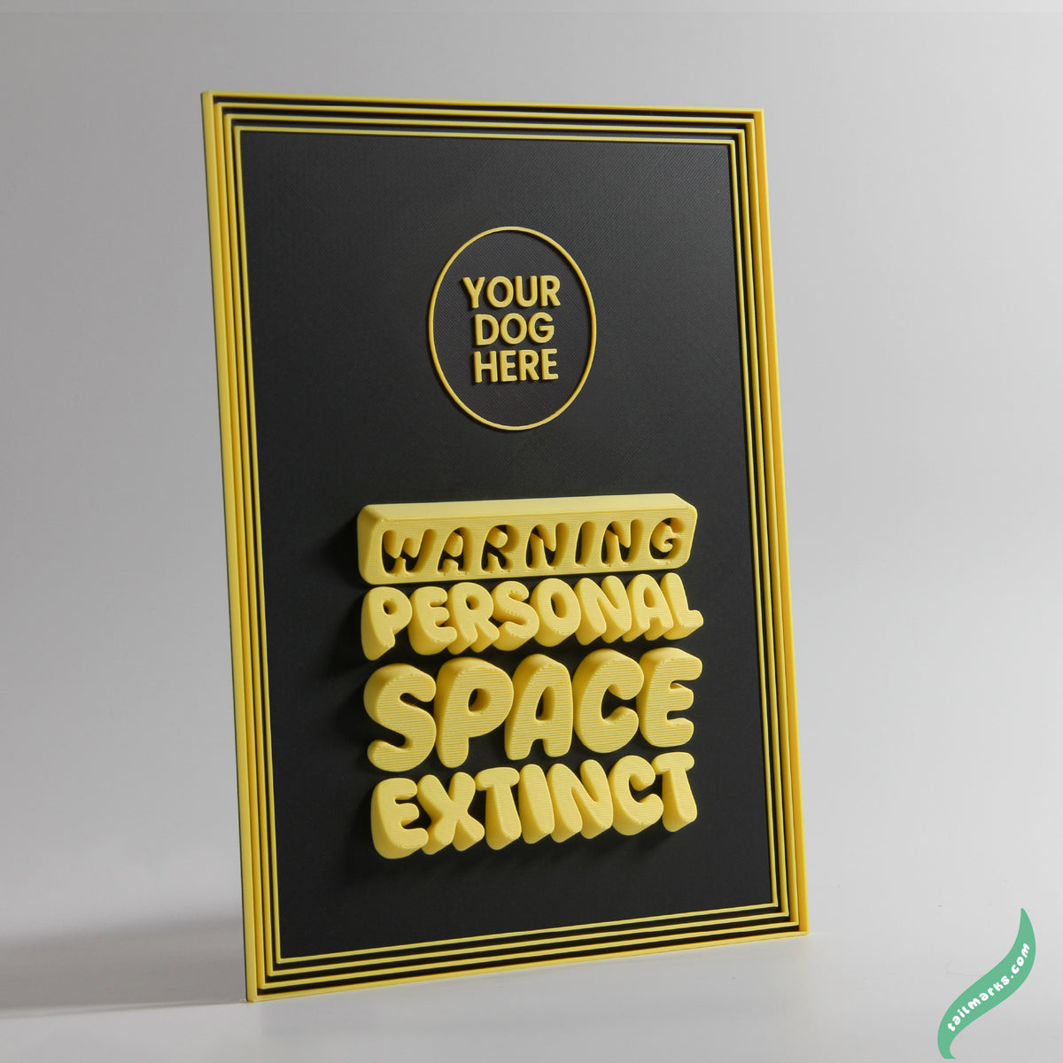 Quadro 3D Personalizado "Warning — Personal Space Extinct" com Moldura Integrada